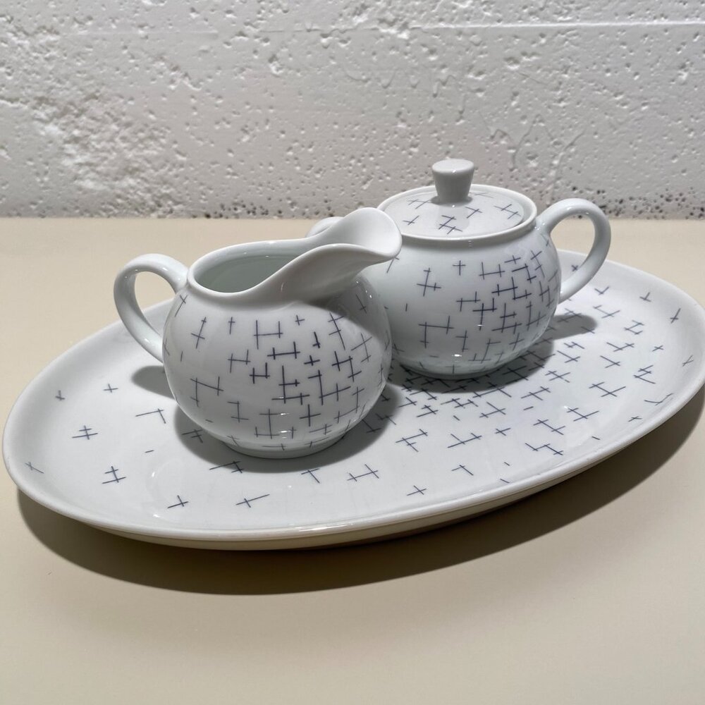 Arzberg Crossroads Coffee/Tea Serving Platter with Creamer & Sugar Bowl